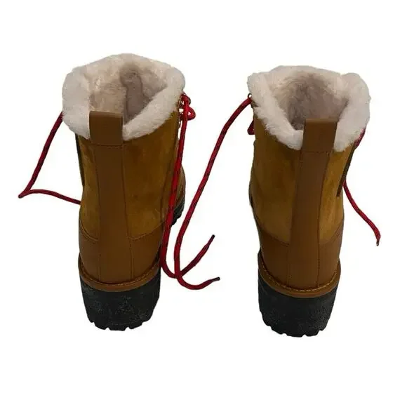 Tory Burch Thea Shearling Boots Size- 7.5 Suede Color: Natural